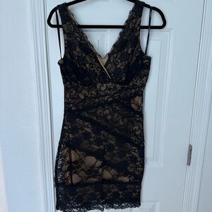 B Darlin Black and Tan Lace Dress